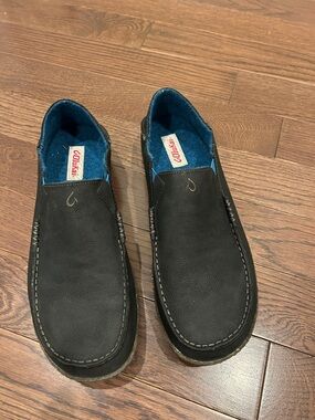 OluKai Moloa Kohana Fall Men’s Black Loafers with Blue Lining
Size 14 NWT